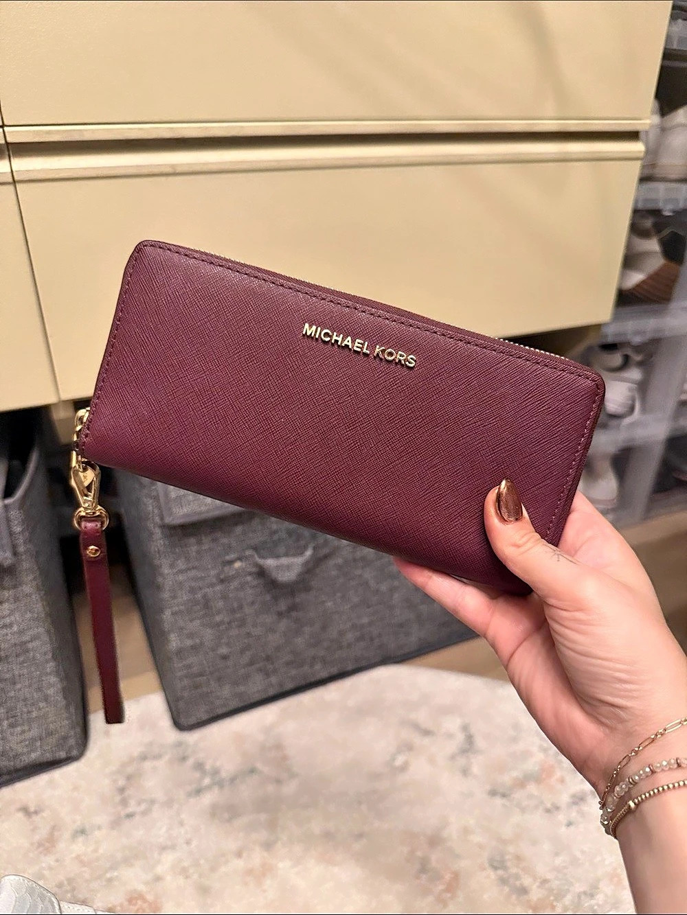 Michael Kors Burgundy Zip-Around Wallet